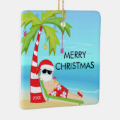 パームツリーリラックスのサンタトロピカルクリスマス セラミックオーナメント (右)