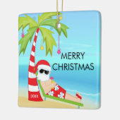パームツリーリラックスのサンタトロピカルクリスマス セラミックオーナメント (左)