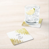 パームツリーリーフゴールドフォイル葉ウェディング スクエアペーパーコースター (インサイチュ)