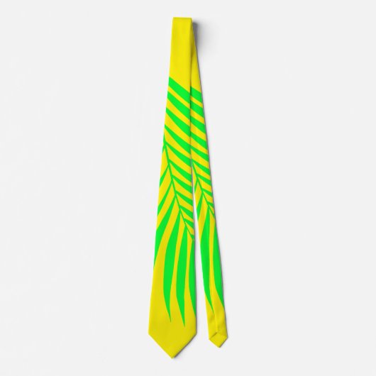パームツリーリーフトロピカルネオンイエローグリーン抽象芸術 ネクタイ (正面)