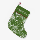 パームツリーリーフパターントロピカルビーチ スモールクリスマスストッキング (正面 (吊り時))