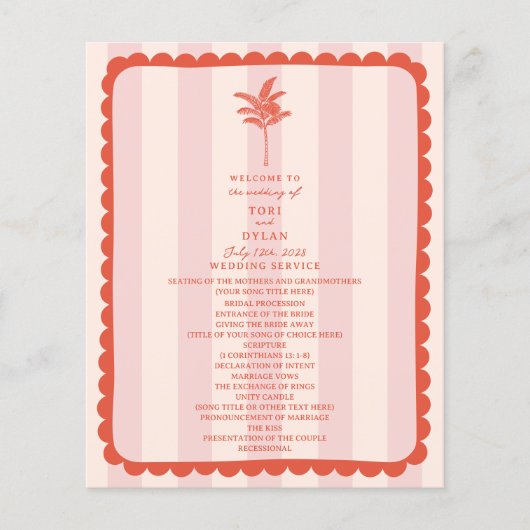 パームツリーリーフピンクストライプ結婚ズ (正面)