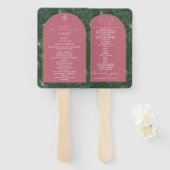 パームツリーリーフピンク&グリーン結婚式 プログラム ハンドファン (正面&裏面)