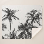 パームツリーリーフ白黒 シェルパブランケット (正面(横))