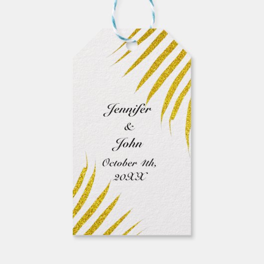 パームツリーリーフ金ゴールドグリッターホワイトカワイズ結婚ズ ギフトタグ (裏面)