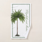 パームツリーヴィンテージトロピカルエレガントカップル バスタオルセット (ハンドタオル)