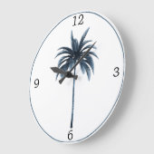 パームツリーヴィンテージトロピカルエレガントブルーフレーム ラージ壁時計 (傾斜)