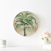 パームツリーヴィンテージトロピカルキッエレガントチン ラージ壁時計 (ホーム)