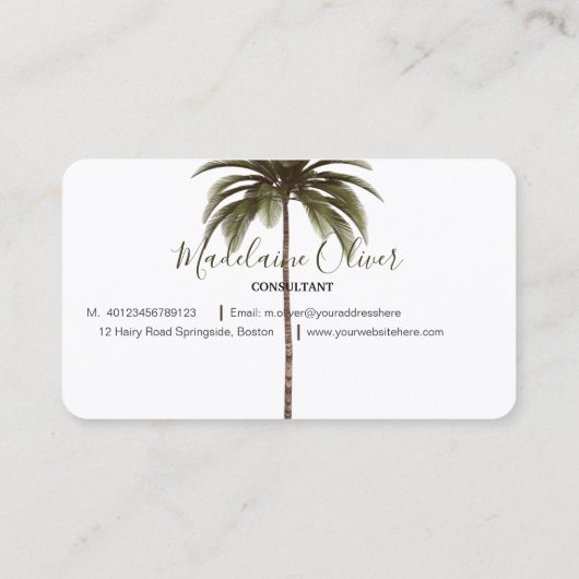 パームツリーヴィンテージトロピカルグリーンエレガント 名刺 (裏面)