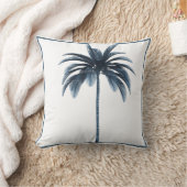 パームツリーヴィンテージブルーフレームトロピカルエレガント クッション (ブランケット)