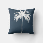 パームツリーヴィンテージホワイトブルートロピカルエレガント クッション (裏面)