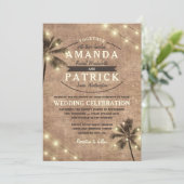 パームツリーヴィンテージライトビーチ結婚式招待状 招待状 (スタンド正面)