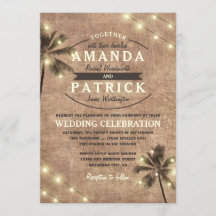 パームツリーヴィンテージライトビーチ結婚式招待状