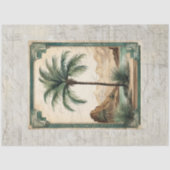 パームツリーヴィンテージ海ビーチエフェメラ4デクページ 薄葉紙 (正面)