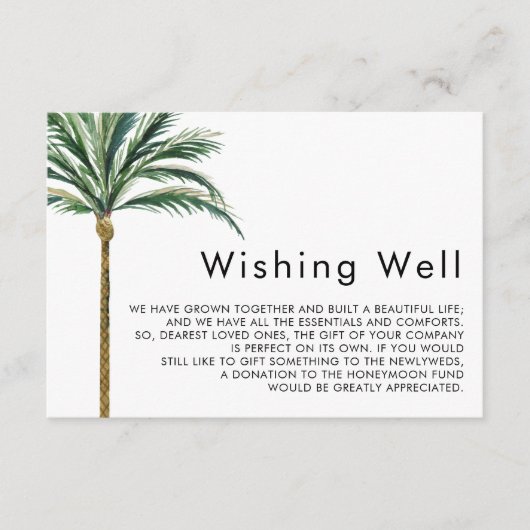 パームツリー宛先ウェディングウェディングウェディングが良く願う エンクロージャーカード (正面)