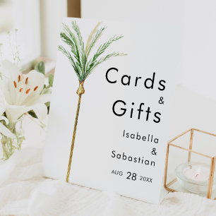 パームツリー宛先ウェディングカードとギフトサイン 台座サイン