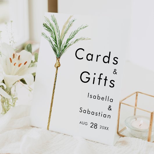 パームツリー宛先ウェディングカードとギフトサイン 台座サイン