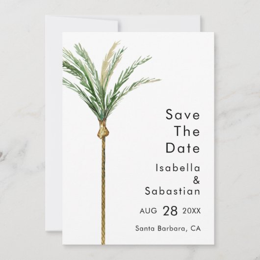 パームツリー宛先ウェディングシンプル日付の保存 セーブザデート (正面)