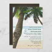 パームツリー彫刻イニシャル結婚式招待状 招待状 (正面/裏面)