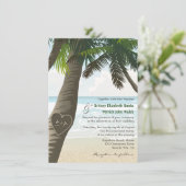パームツリー彫刻イニシャル結婚式招待状 招待状 (スタンド正面)