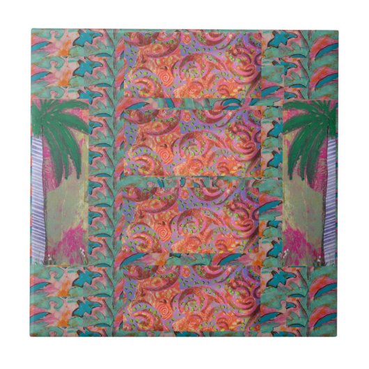 パームツリー抽象芸術 タイル (正面)
