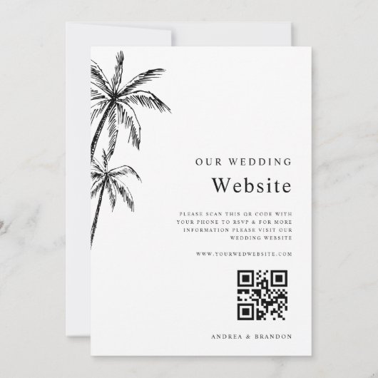 パームツリー旅行先の結婚式で私たちを満たす 招待状 (裏面)