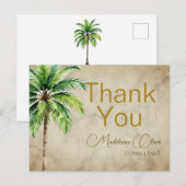 パームツリー水彩トロピカルサンキュー ポストカード (正面/裏面)