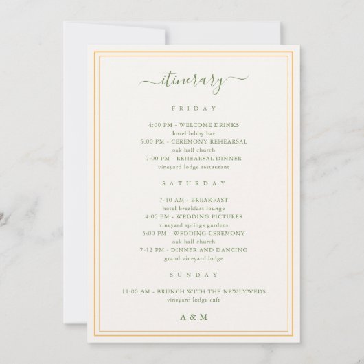 パームツリー結婚式ウェルカムレター行程カード 招待状 (裏面)