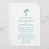 パームツリー結婚式招待状 – ホワイト/アクア 招待状 (正面/裏面)