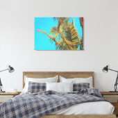 パームツリー葉ターコイズスカイ キャンバスプリント (インサイチュ (寝室))