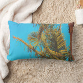 パームツリー葉ターコイズスカイ ランバークッション (ブランケット)