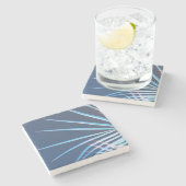 パームツリー葉ミニマリズムのスケッチ ストーンコースター (横)