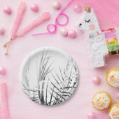 パームツリー葉ミニマリズムのスケッチ ペーパープレート (パーティー)