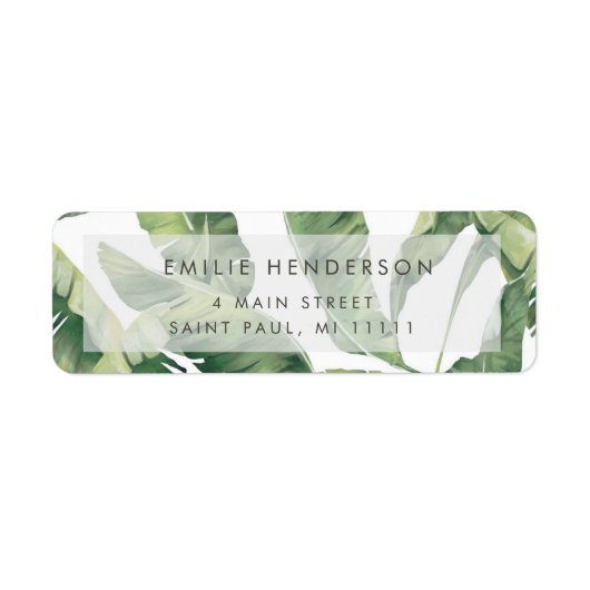 パームツリー葉モダン差出人住所ラベル ラベル (正面)