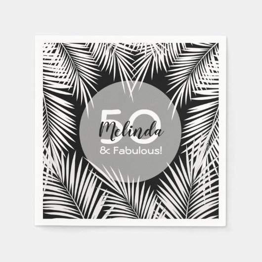 パームツリー誕生日 スタンダードカクテルナプキン (正面)