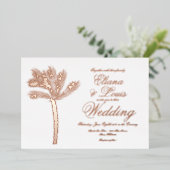 パームツリー金ゴールドサマー結婚ズプレス 箔招待状 (立ち正面)