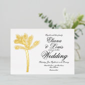 パームツリー金ゴールドブラックサマー結婚ズプレス 箔招待状 (立ち正面)