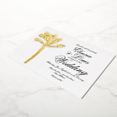 パームツリー金ゴールドブラックサマー結婚ズプレス 箔招待状 (回転した状態)