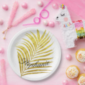パームツリー金箔葉の名ユニーク称輝き ペーパープレート (パーティー)