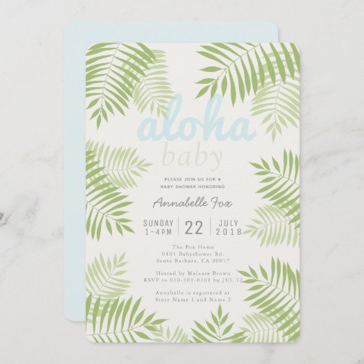 パームツリー離れアロハベビーシャワー招待状 招待状 (正面/裏面)