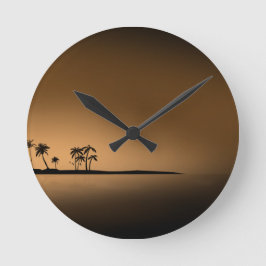 パームツリー – アイランド – サンセット1432ゴールデンパームアイランドサン ラウンド壁時計