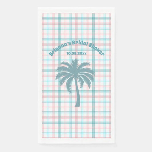 パームツリー アズール ピンク チェックのウェディングシャワー (正面)