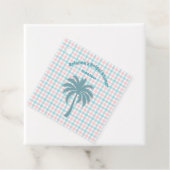 パームツリー アズール ピンク チェックのウェディングシャワー フェイバータグ (インサイチュ)