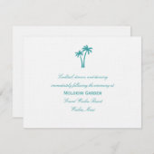 パームツリー ウェディング 受付カード - 白/水色 エンクロージャーカード (正面/裏面)