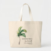 パームツリー ウォーターカラー ブライズメイド ウィークエンド オーダーメイド ラージトートバッグ (正面)