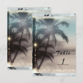 パームツリー エレガントトロピカルビーチテーブルナンバー 招待状 (正面/裏面)
