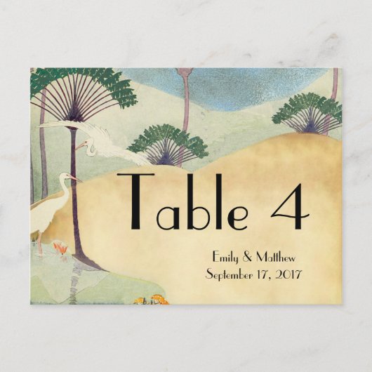 パームツリー&クレーンデスティネーションウェディング招待状 インビテーションポストカード (正面)