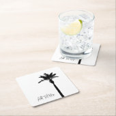 パームツリー シルエット トラベル コースト カスタム テキスト スクエアペーパーコースター (インサイチュ)