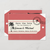パームツリー トラベル テーマ 旅行用荷札 Save the Date セーブザデート (正面/裏面)