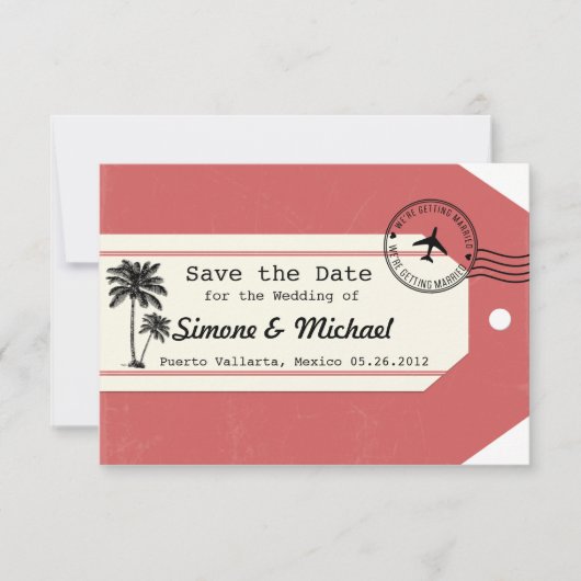 パームツリー トラベル テーマ 旅行鞄タグ Save the Date セーブザデート (正面)